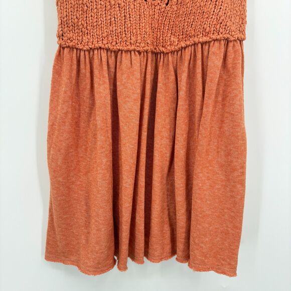 Free People Mountain View Tunic Top in Orange, XS, Boho Wool Blend Crochet - Picture 7 of 9